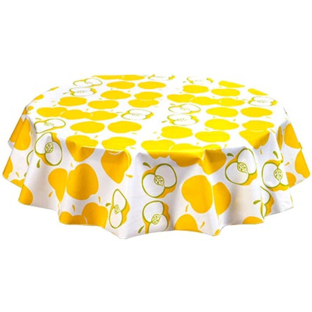 round mod apple yellow oilcloth tablecloth