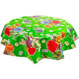 round mum lime green oilcloth tablecloth