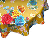 freckled sage round mum tan oilcloth tablecloth