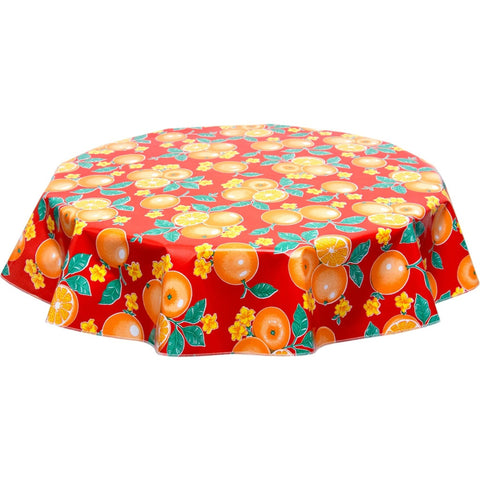 freckled sage round oranges red oilcloth tablecloth