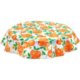 round oranges white oilcloth tablecloth