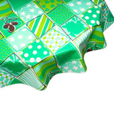 freckled sage round patchwork green oilcloth tablecloth