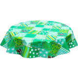 freckled sage round patchwork green oilcloth tablecloth