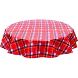 freckled sage round plaid red and navy blue oilcloth tablecloth