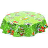 round plum lime green oilcloth tablecloth