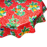 freckled sage round plum red oilcloth tablecloth