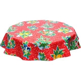 freckled sage round plum red oilcloth tablecloth