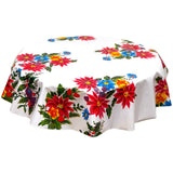 round poinsettia white oilcloth tablecloth
