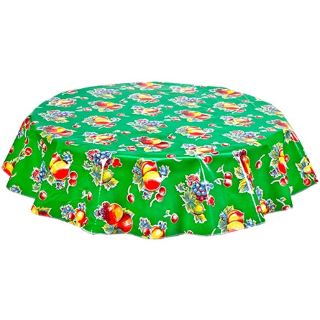freckled sage round retro green oilcloth tablecloth