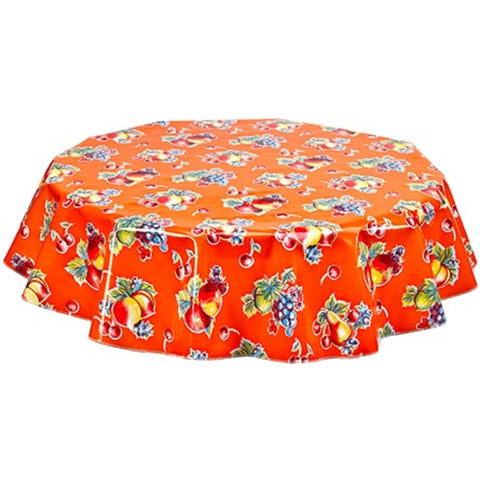 freckled sage round retro orange oilcloth tablecloth