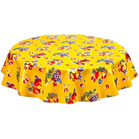freckled sage round retro yellow oilcloth tablecloth