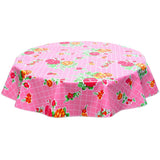 round rose and grid pink oilcloth tablecloth