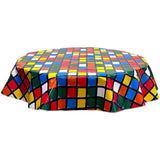 freckled sage round rubix red oilcloth tablecloth