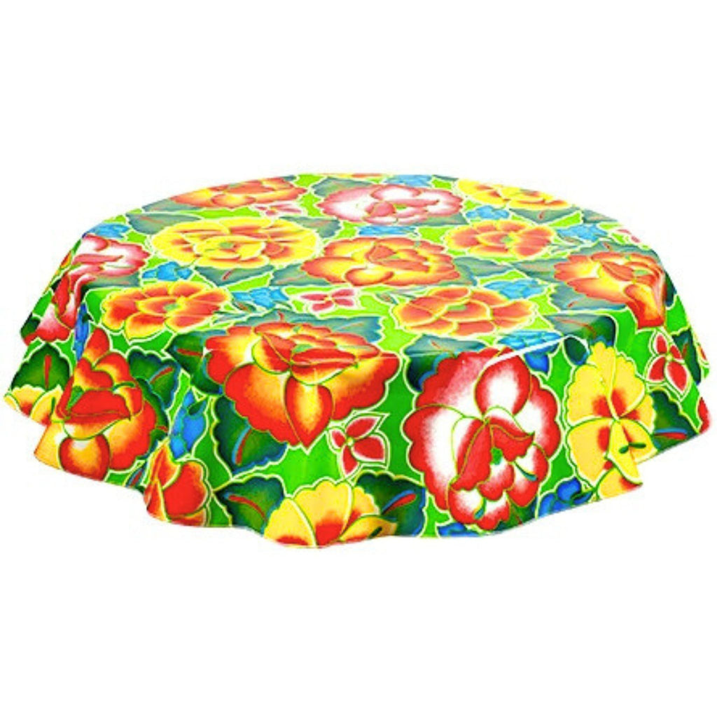 round sage's garden lime green oilcloth tablecloth