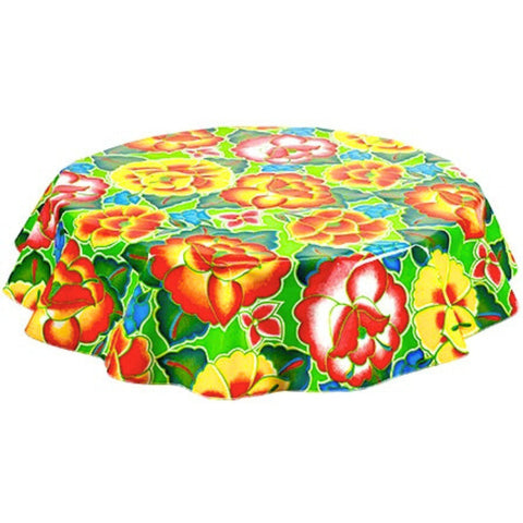 round sage's garden lime green oilcloth tablecloth