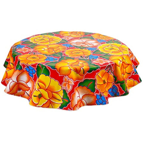 freckled sage round sage's garden red oilcloth tablecloth