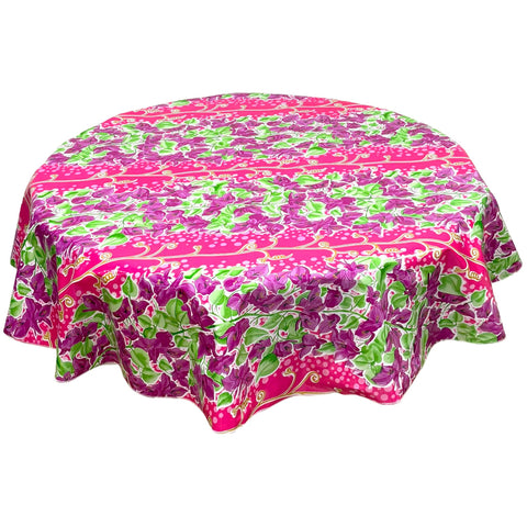 Round Santorini Flora Hot Pink Oilcloth Tablecloths