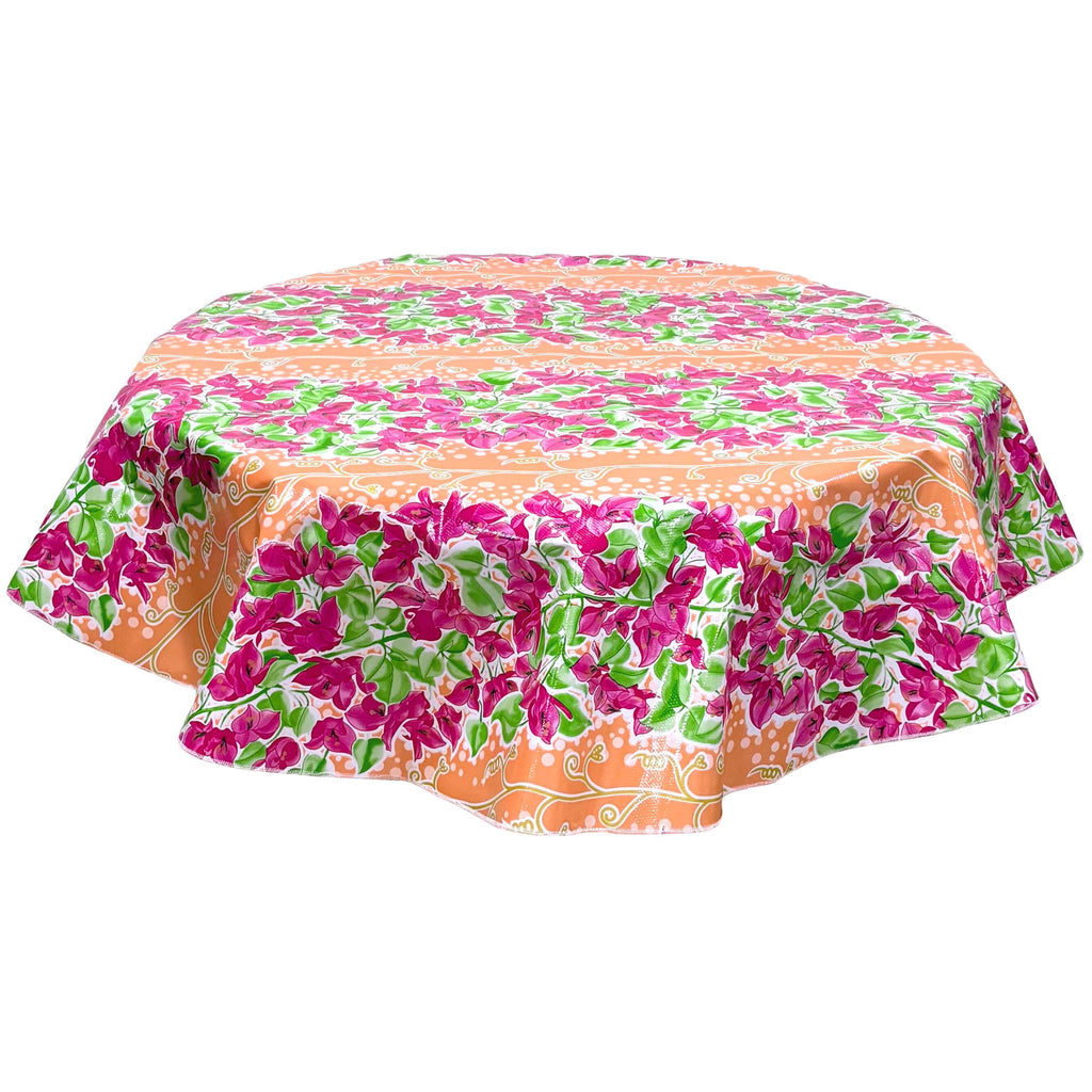round santorini flora salmon oilcloth tablecloth