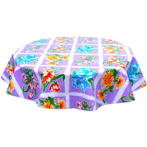 round sentimental purple oilcloth tablecloth