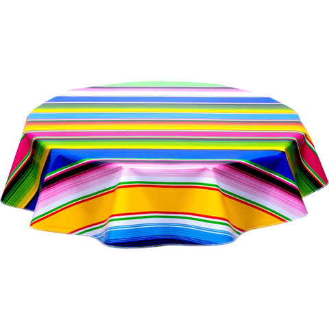round serape blue oilcloth tablecloth
