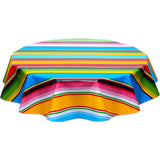 round serape light blue oilcloth tablecloth