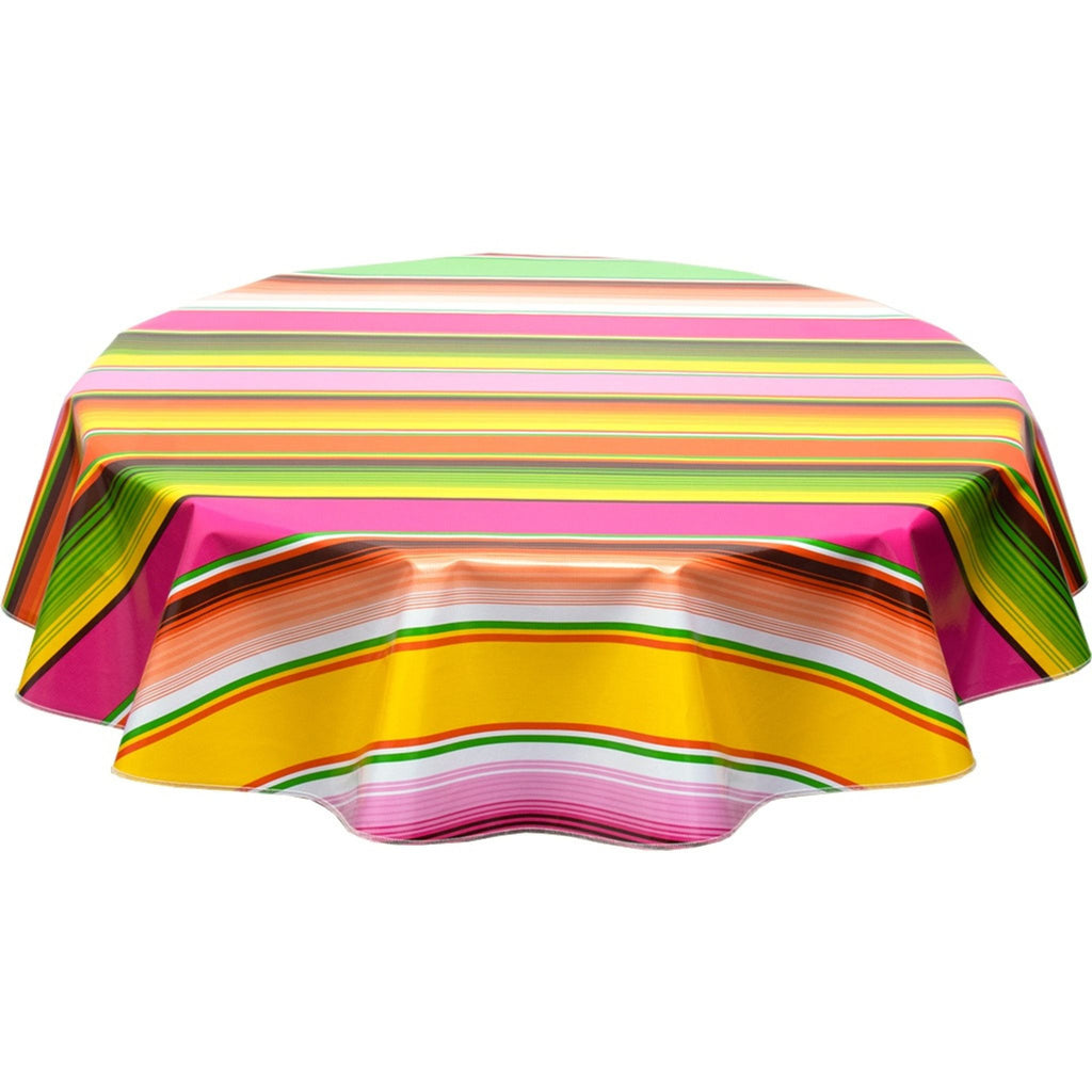 round serape pink oilcloth tablecloth