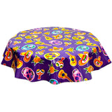 round skulls purple oilcloth tablecloth