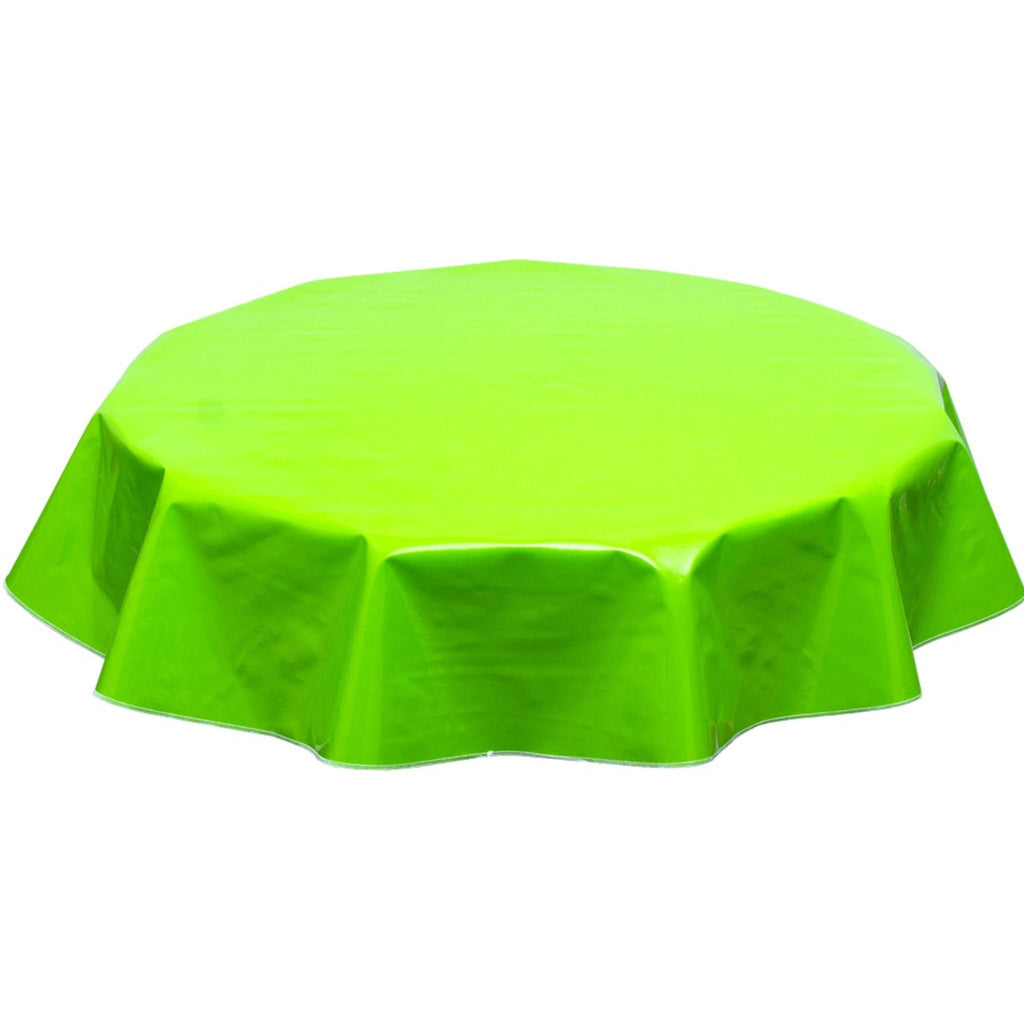round solid lime green oilcloth tablecloth
