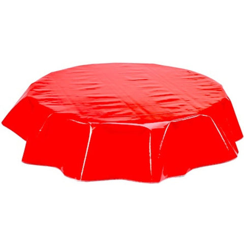 round solid red oilcloth tablecloth