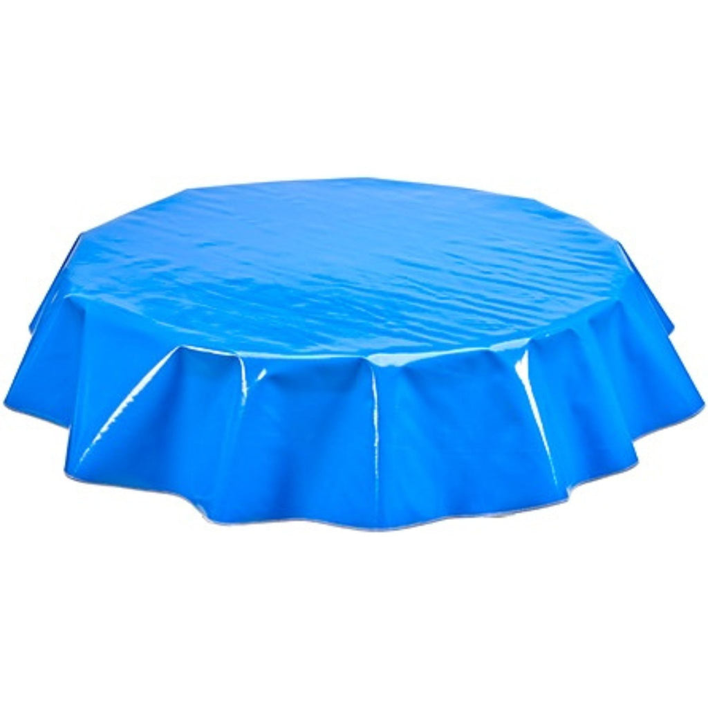 round solid royal blue oilcloth tablecloth