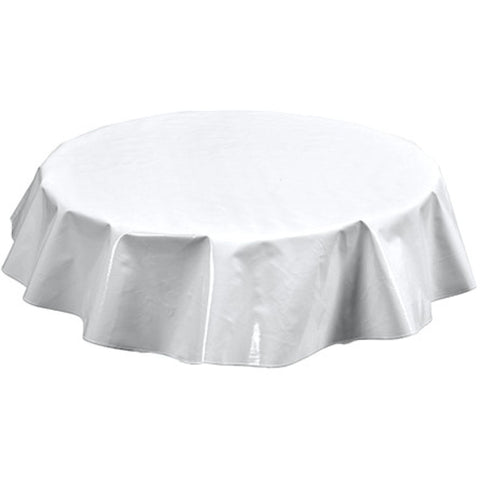 round solid white oilcloth tablecloth