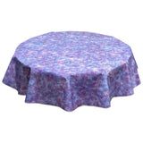 round sponge paint purple and blue oilcloth tablecloth