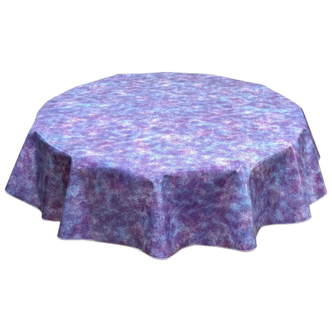 round sponge paint purple and blue oilcloth tablecloth