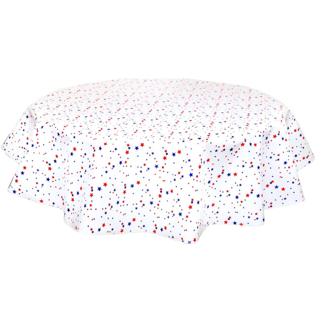 round stars red white and blue oilcloth tablecloth