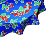freckled sage round strawberry blue oilcloth tablecloth