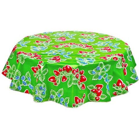 round strawberry lime green oilcloth tablecloth