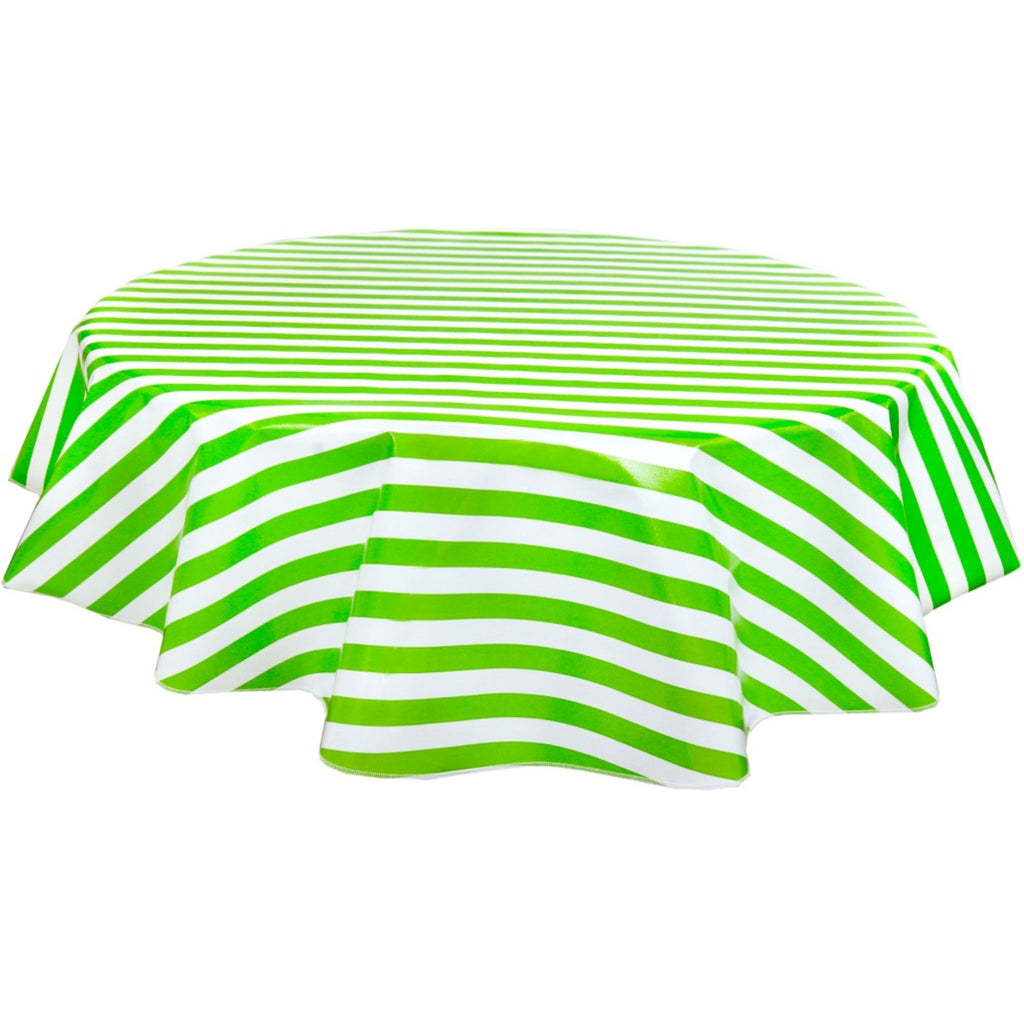 round stripe lime green oilcloth tablecloth