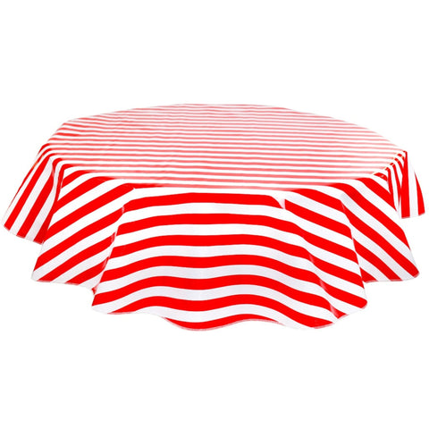 round stripe red oilcloth tablecloth
