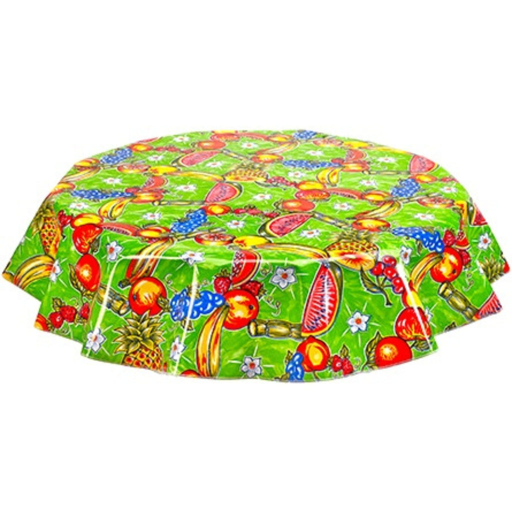 round sugarcane lime green oilcloth tablecloth