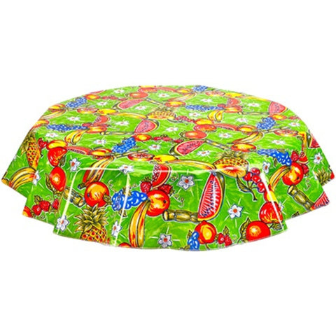 round sugarcane lime green oilcloth tablecloth