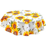 freckled sage round sunflower oilcloth tablecloth