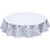 freckled sage round tea party silver oilcloth tablecloth