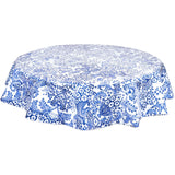 round toile navy blue oilcloth tablecloth