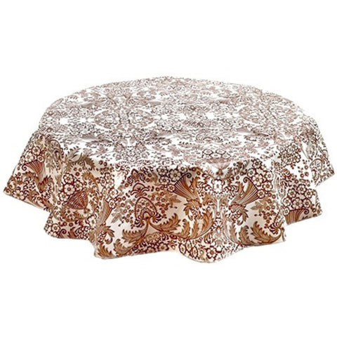 round toile brown oilcloth tablecloth