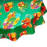 freckled sage round tropical fruit green oilcloth tablecloth