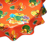 freckled sage round tropical fruit orange oilcloth tablecloth