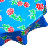 freckled sage round vintage roses blue oilcloth tablecloth