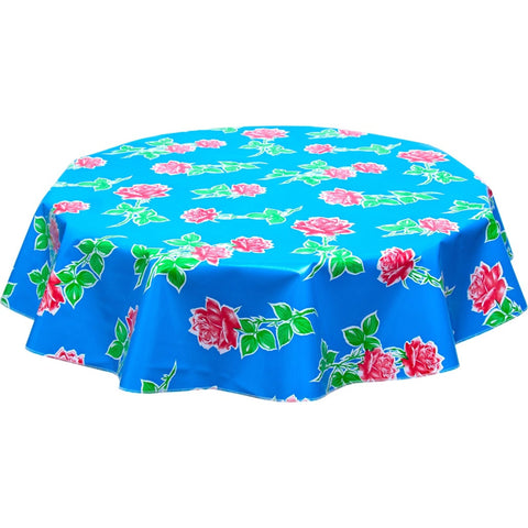 freckled sage round vintage rose blue oilcloth tablecloth
