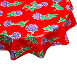round vintage roses red oilcloth tablecloth