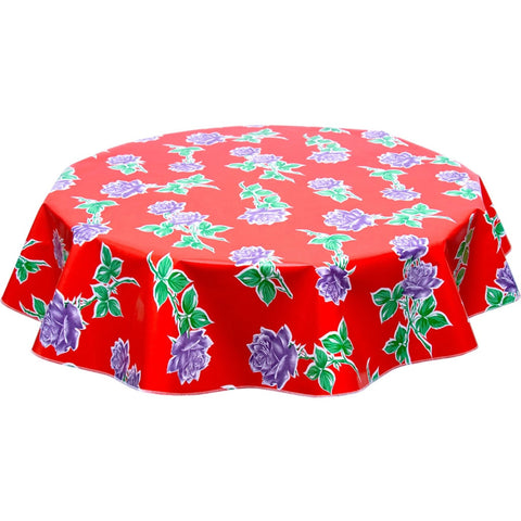 freckled sage round vintage roses red oilcloth tablecloth